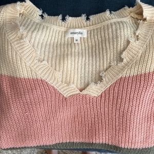 Amaryllis distressed stripped sweater